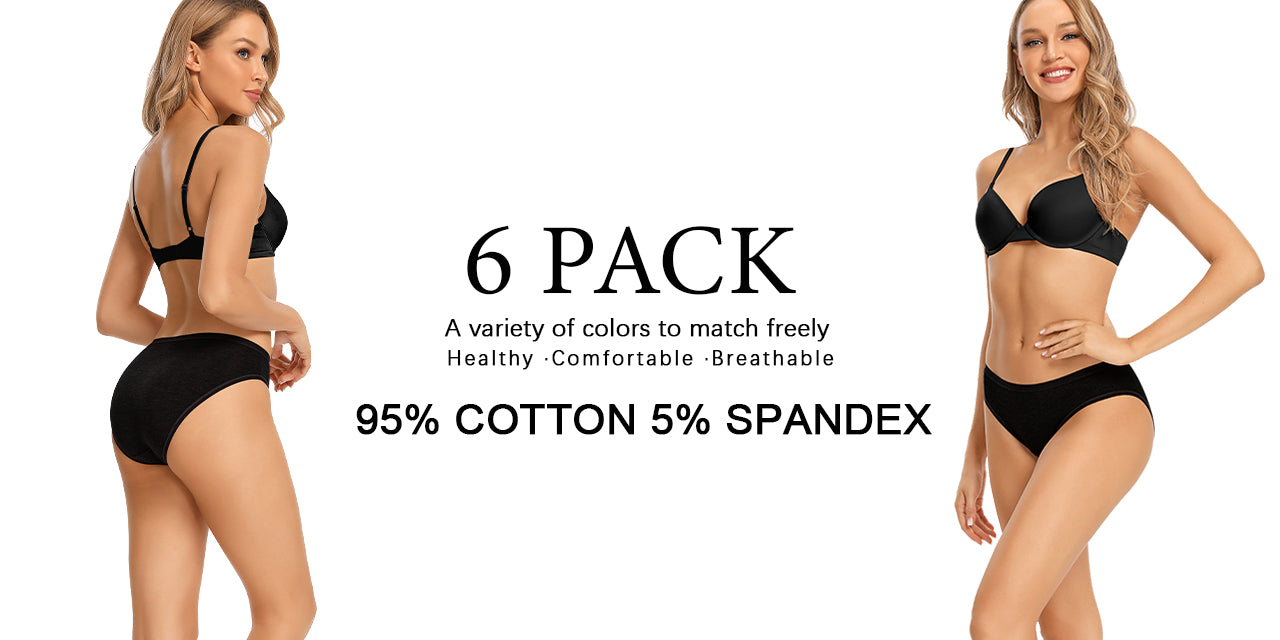 Molasus 5pcs Women's Cotton Panties Soft Color Matching Underwear
