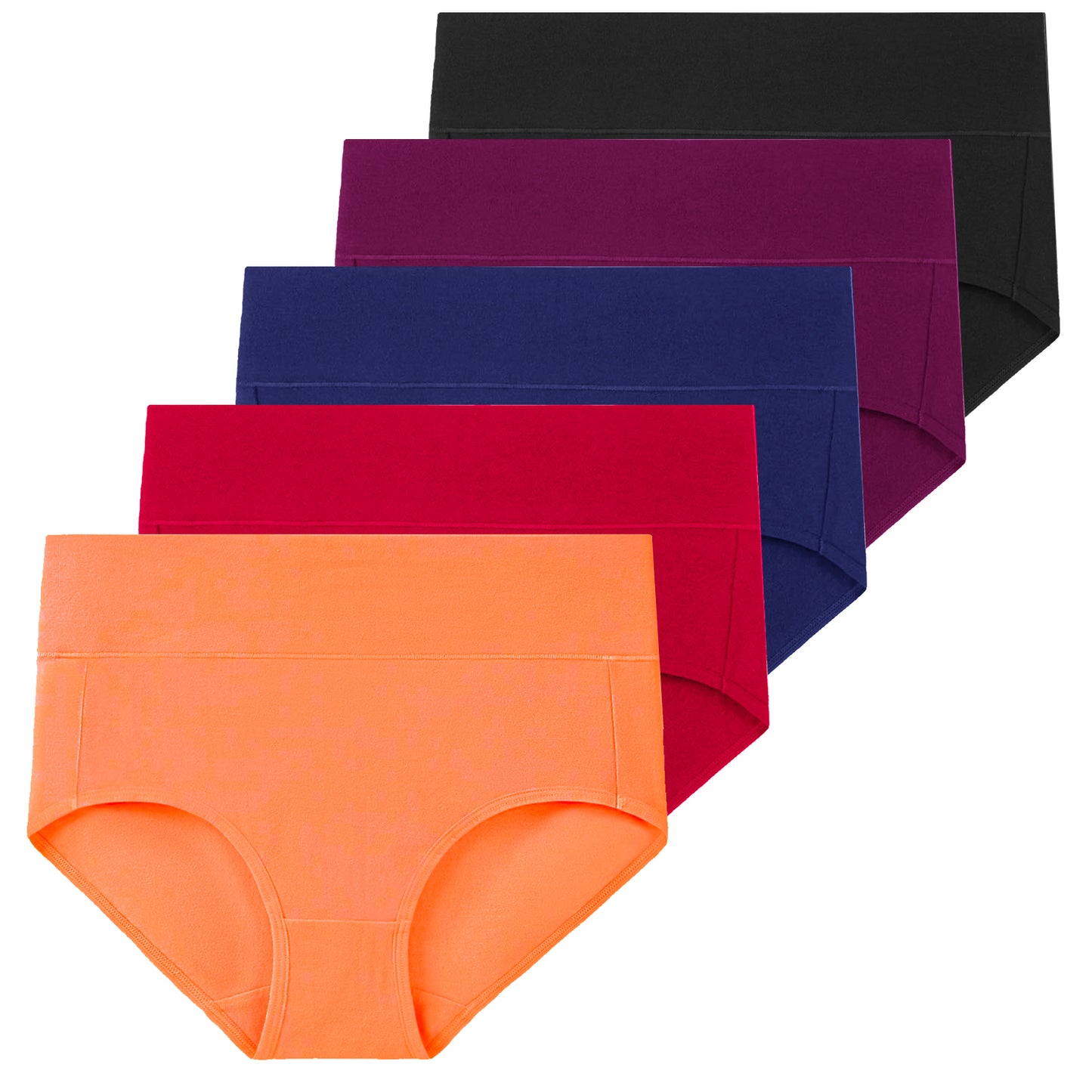5PACK 95% Cotton Women's High Waisted Cotton Underwear Soft Breathable  Panties Multicolor