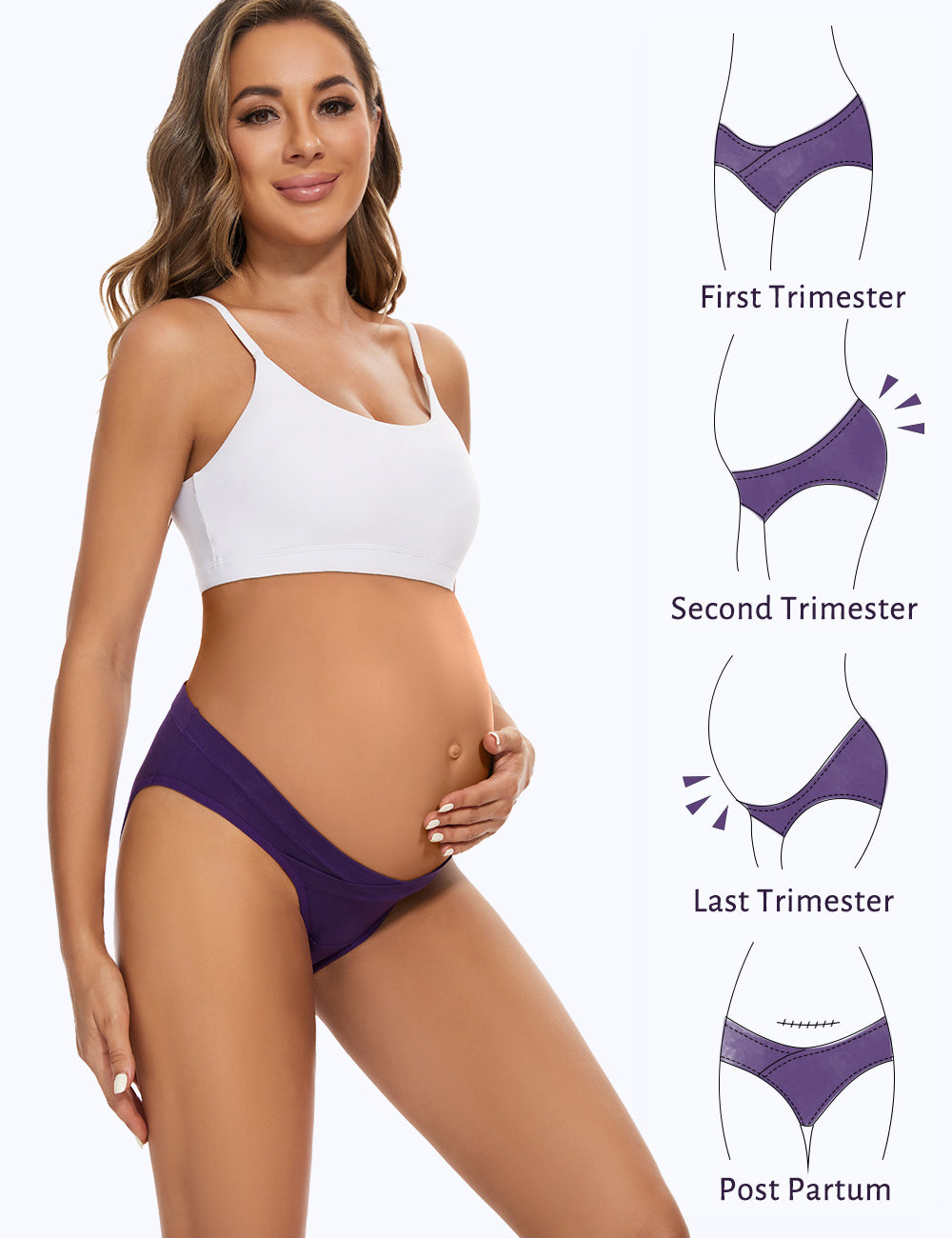 Mama Cotton Women's Over Bump Maternity Underwear High Waist Seamless  Pregnancy Briefs Panties Multi-Pack