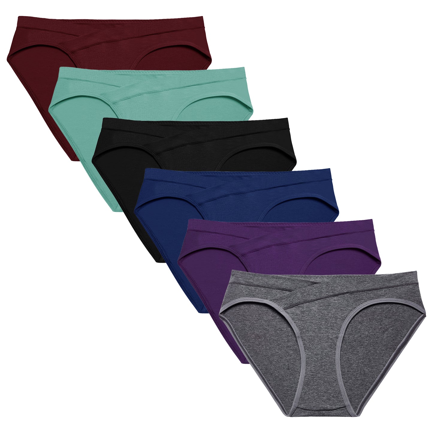 Xysaqa 5 Pack Women's Seamless Cotton Mother-to-be Underwear Under the Bump  V-Shape Cross Breathable Soft Bikini Hipster Panties on Clearance