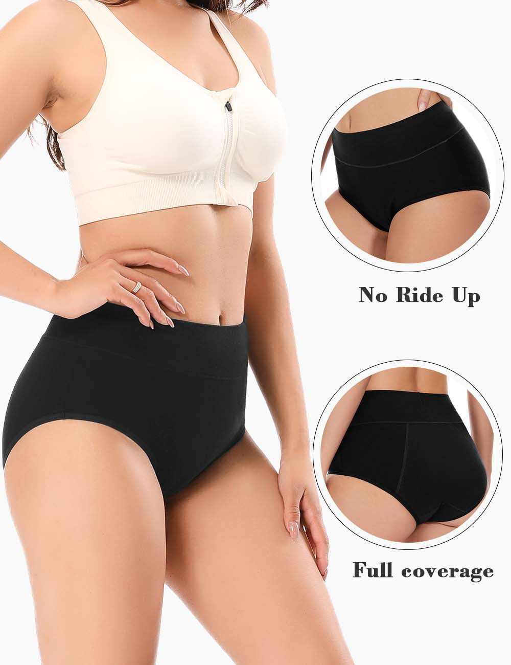 Molasus Incontinence Underwear for Women High Waist Period Leakproof Cotton Underwear Heavy Flow Menstrual Protective Panties Bladder Control Briefs 3