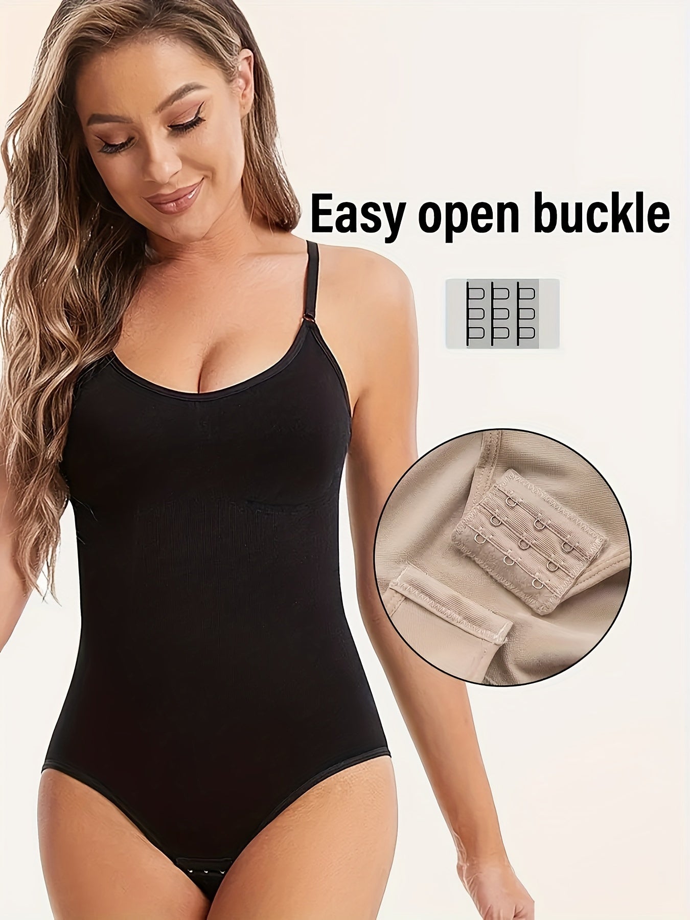 3-piece seamless shapewear bodysuit with tummy-tucking, hip-lifting and butt-slimming features