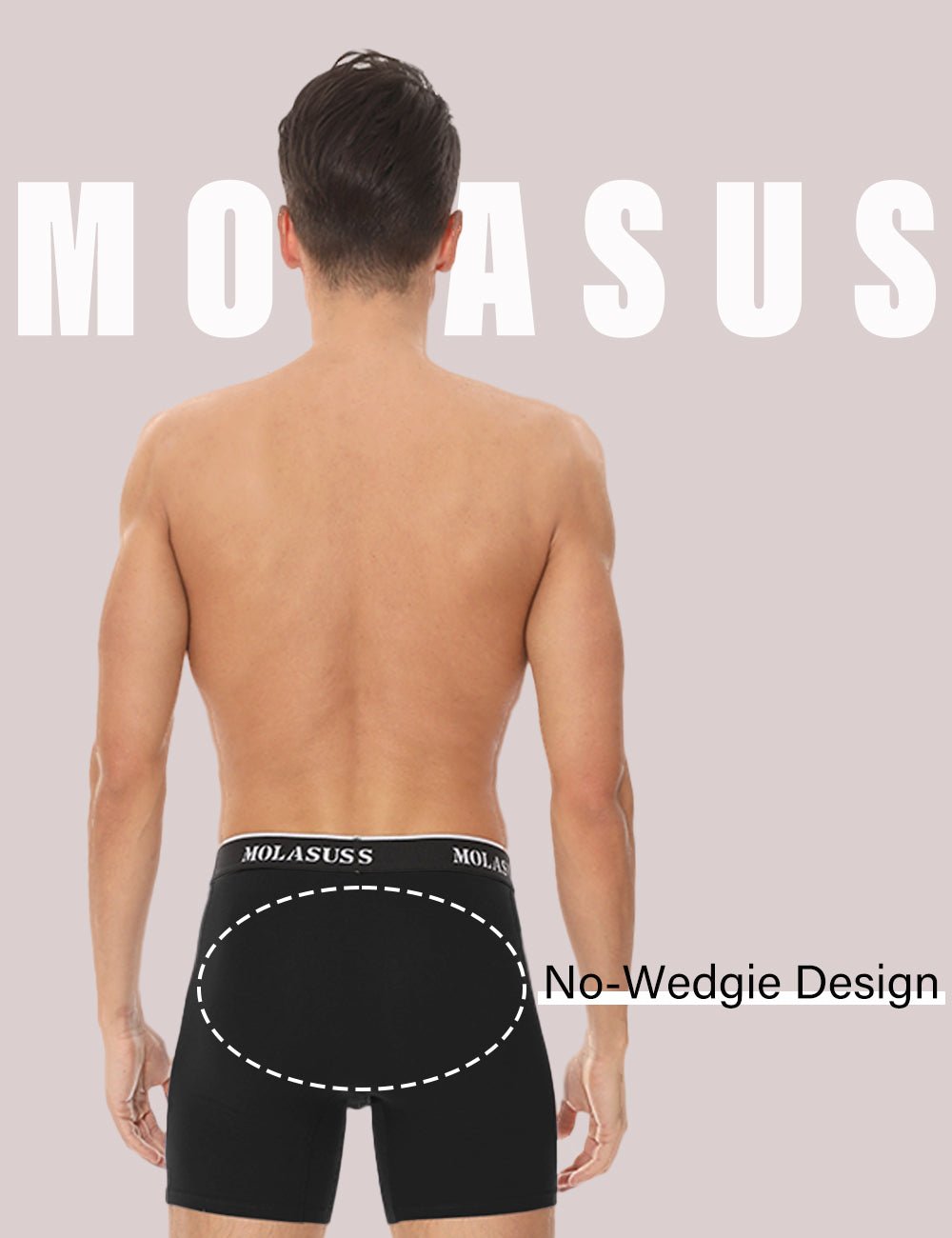 Molasus Mens Cotton Stretch Trunks Underwear No Fly Tagless Underpants