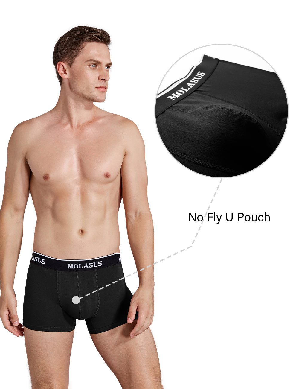 Molasus Mens Cotton Stretch Trunks Underwear No Fly Tagless Underpants