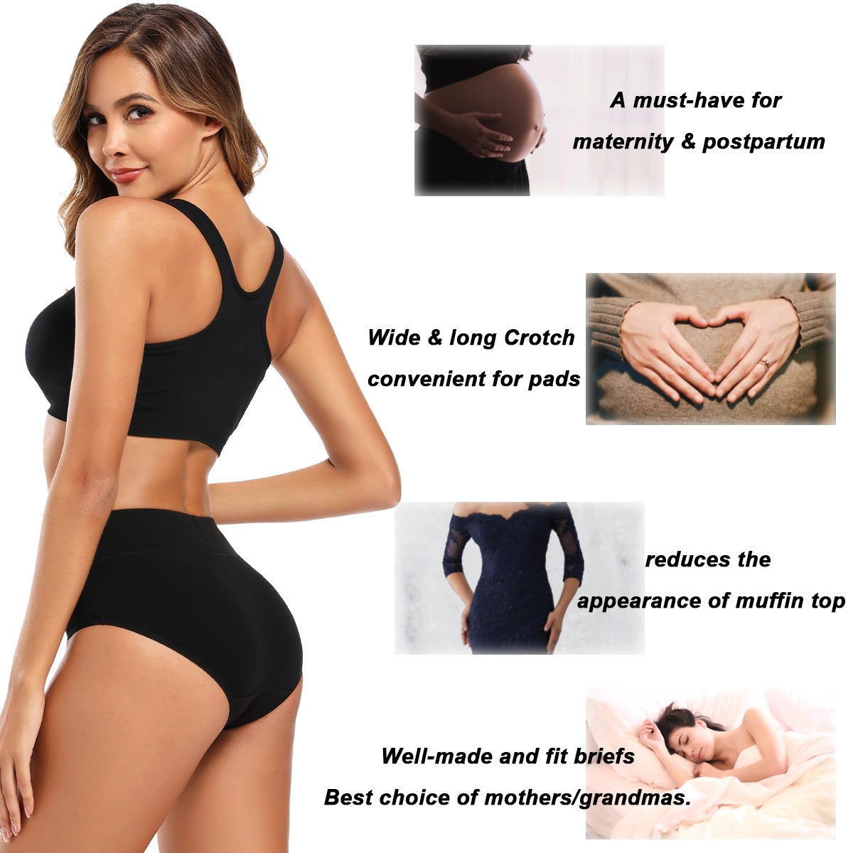 Women Underwear Waist Briefs Stretch Full Coverage Tummy Control