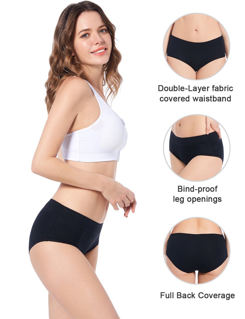 Women's Quick Dry Full Coverage & Mid Waist No Show Panty