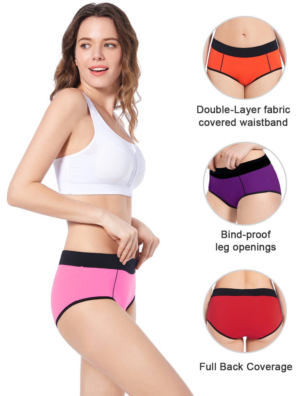 Spdoo Women's Soft Cotton Underwear Mid-High Waisted Full Coverage Briefs  Panties (Regular & Plus Size)