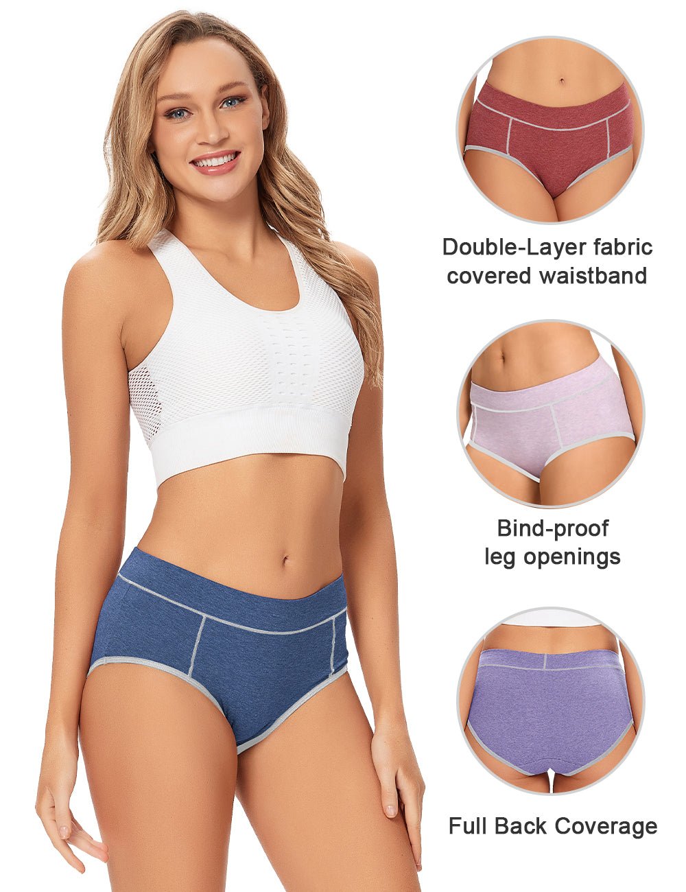 Women's High Waisted Cotton Underwear Ladies Soft Full Briefs
