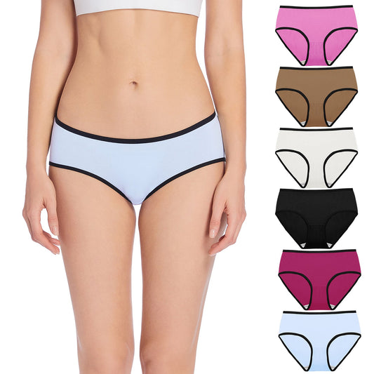 Molasus Women's Soft Cotton Briefs Ladies Mid-High Waisted Full Coverage  Panties Multicolor a2